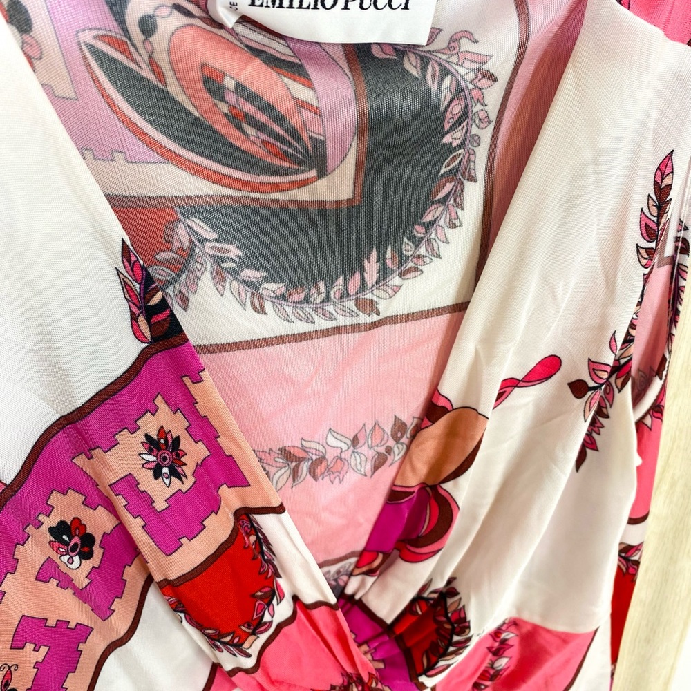Emilio Pucci white pink red geometric print dress - Picture 7 of 16